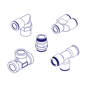 Camozzi 6540 5 Equal Tee Tube Connector, Push-In Fitting