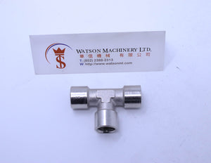 API A02314 Branch Tee 1/4" Pneumatic Fitting (Nickel Plated Brass) (Made in Italy) - Watson Machinery Hydraulics Pneumatics